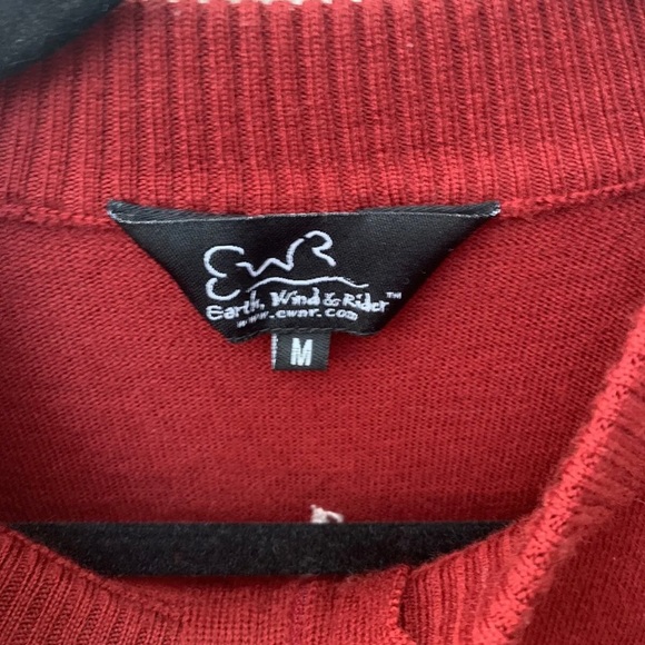 Mellow Johnnys Earth Wind & Rider Mens US Medium 100% Merino Cycling Jumper Red - Picture 5 of 8